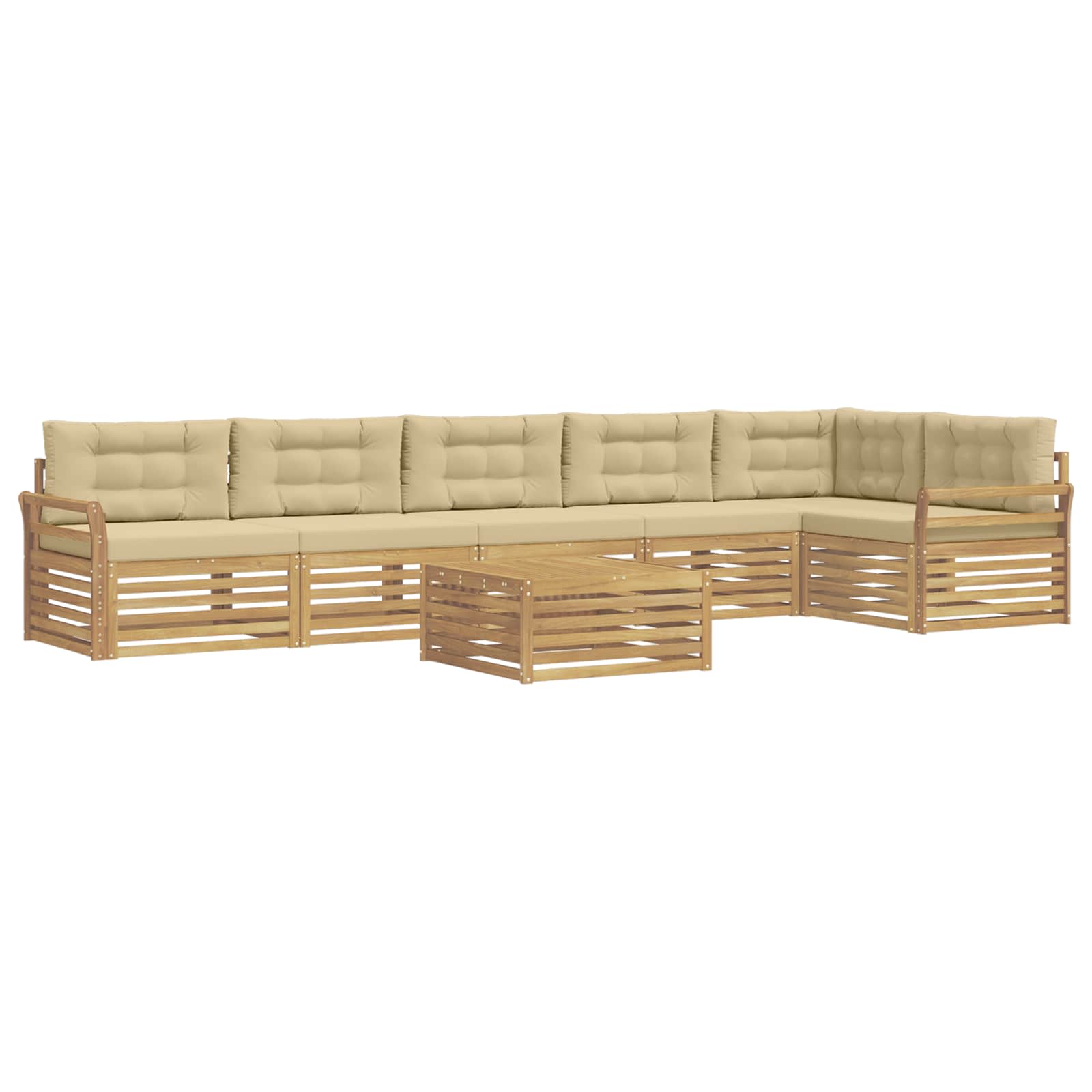 Σειρά Καναπέ Εξωτερικού 7 pcs Λευκό και Μπεζ 79 x 79 x 37 εκ - Pakobazaar
