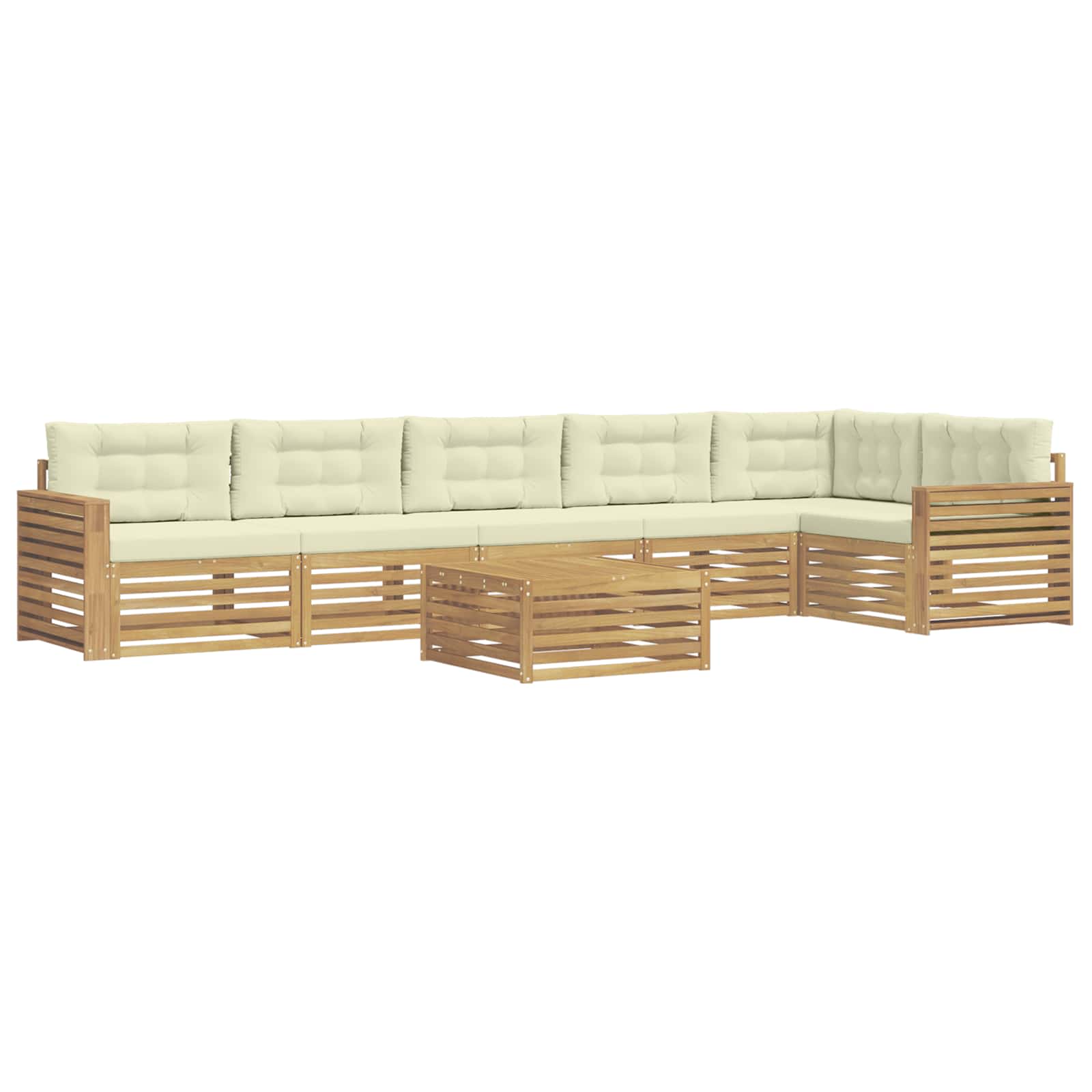 Σειρά Καναπέ Εξωτερικού 7 pcs Λευκό και Κρεμ 79 x 79 x 37 εκ - Pakobazaar
