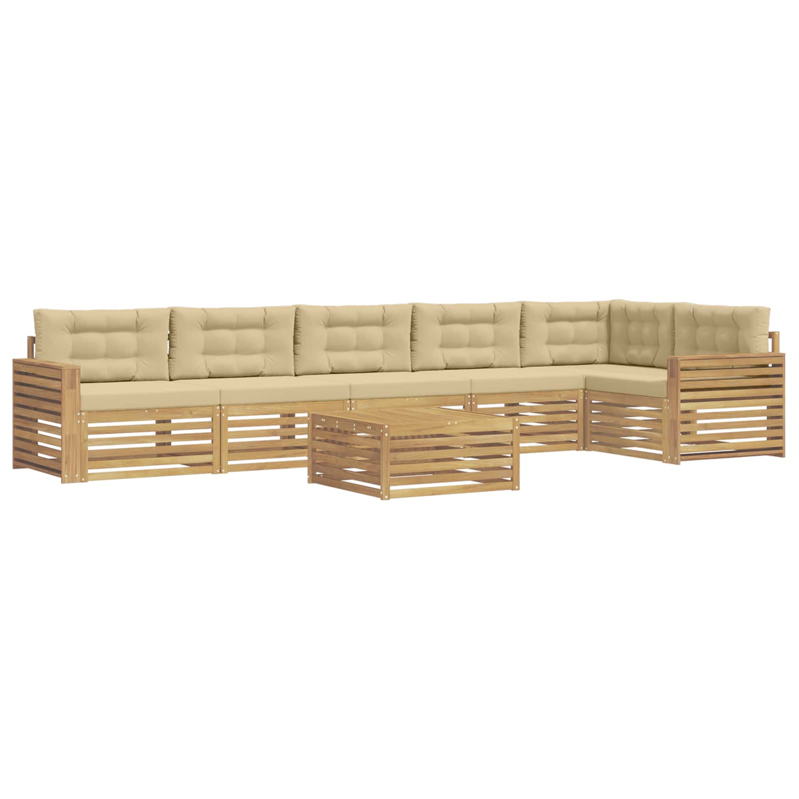 Σειρά Καναπέ Εξωτερικού 7 pcs Λευκό και Μπεζ 79 x 79 x 37 εκ - Pakobazaar
