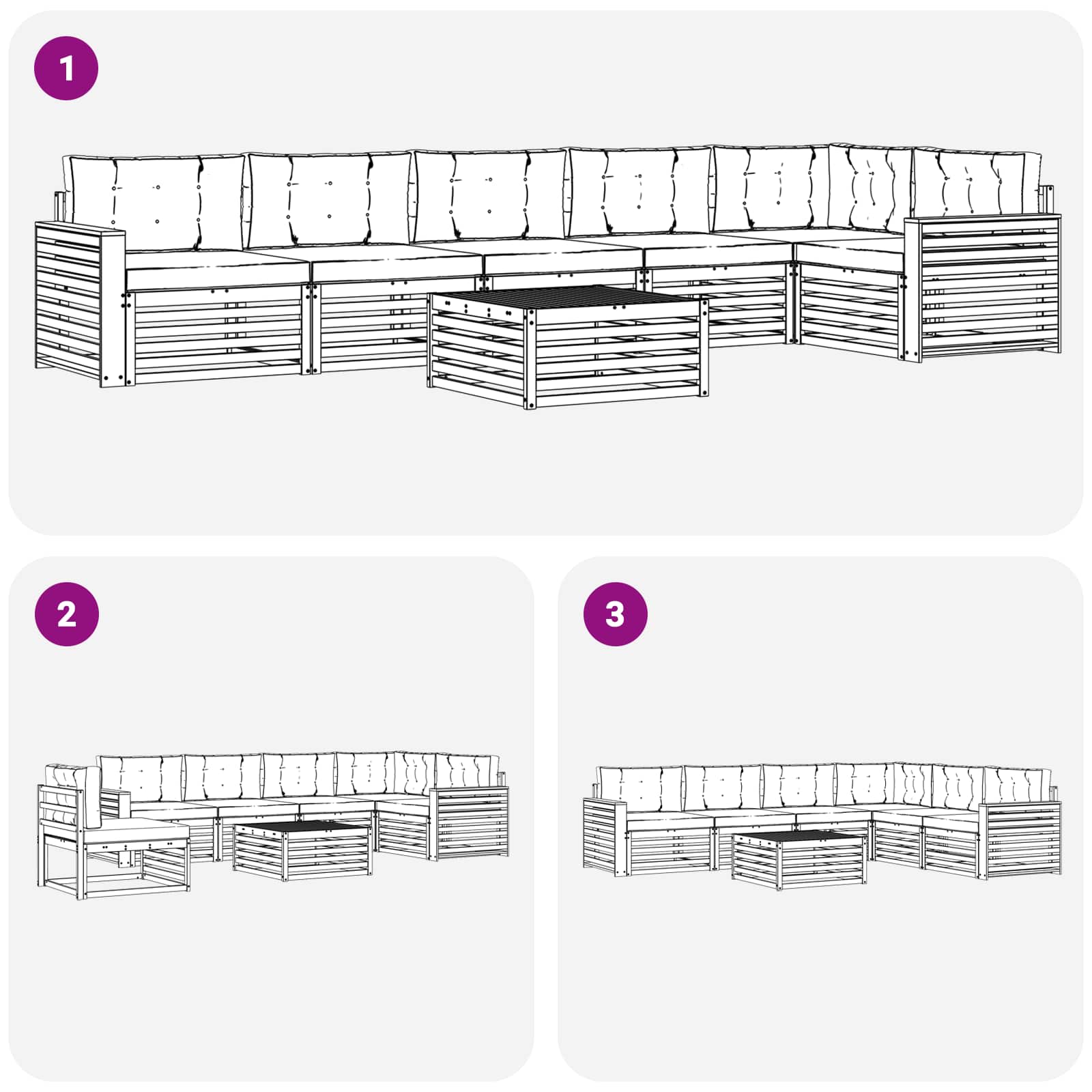 Σειρά Καναπέ Εξωτερικού 7 pcs Λευκό και Μπεζ 79 x 79 x 37 εκ - Pakobazaar