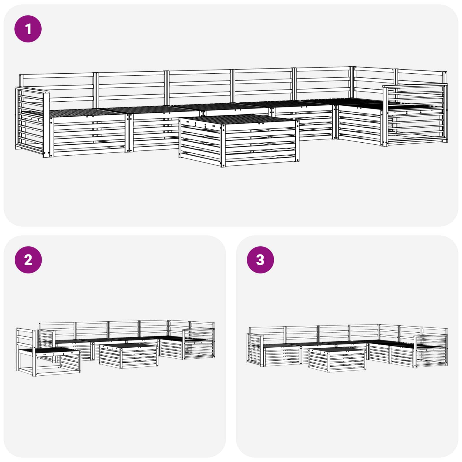 Σειρά Καναπέ Εξωτερικού 7 pcs Λευκό 79 x 79 x 37 εκ