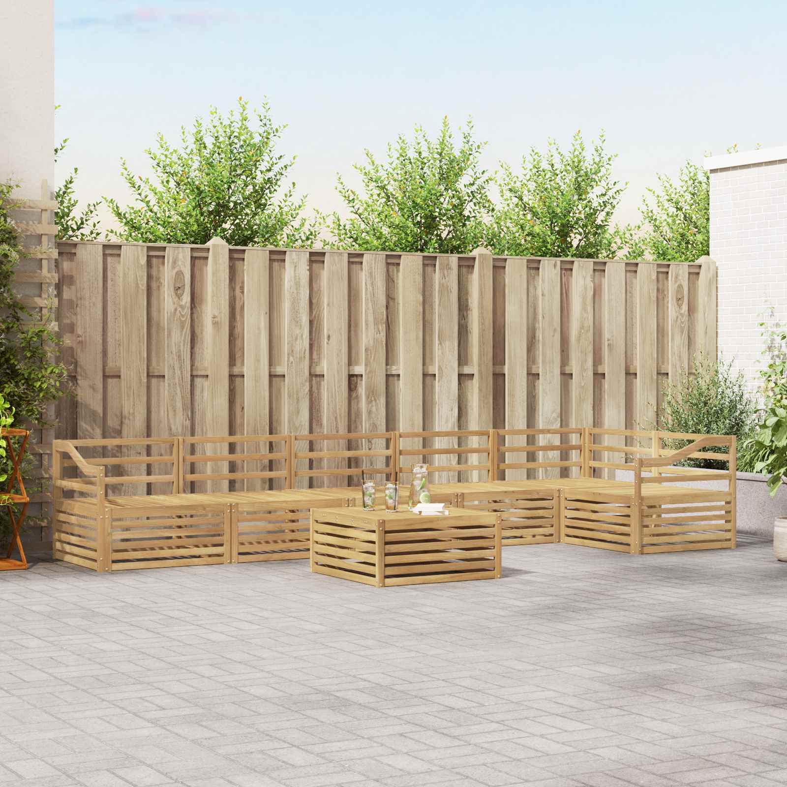 Σειρά Καναπέ Εξωτερικού 7 pcs Λευκό 79 x 79 x 37 εκ