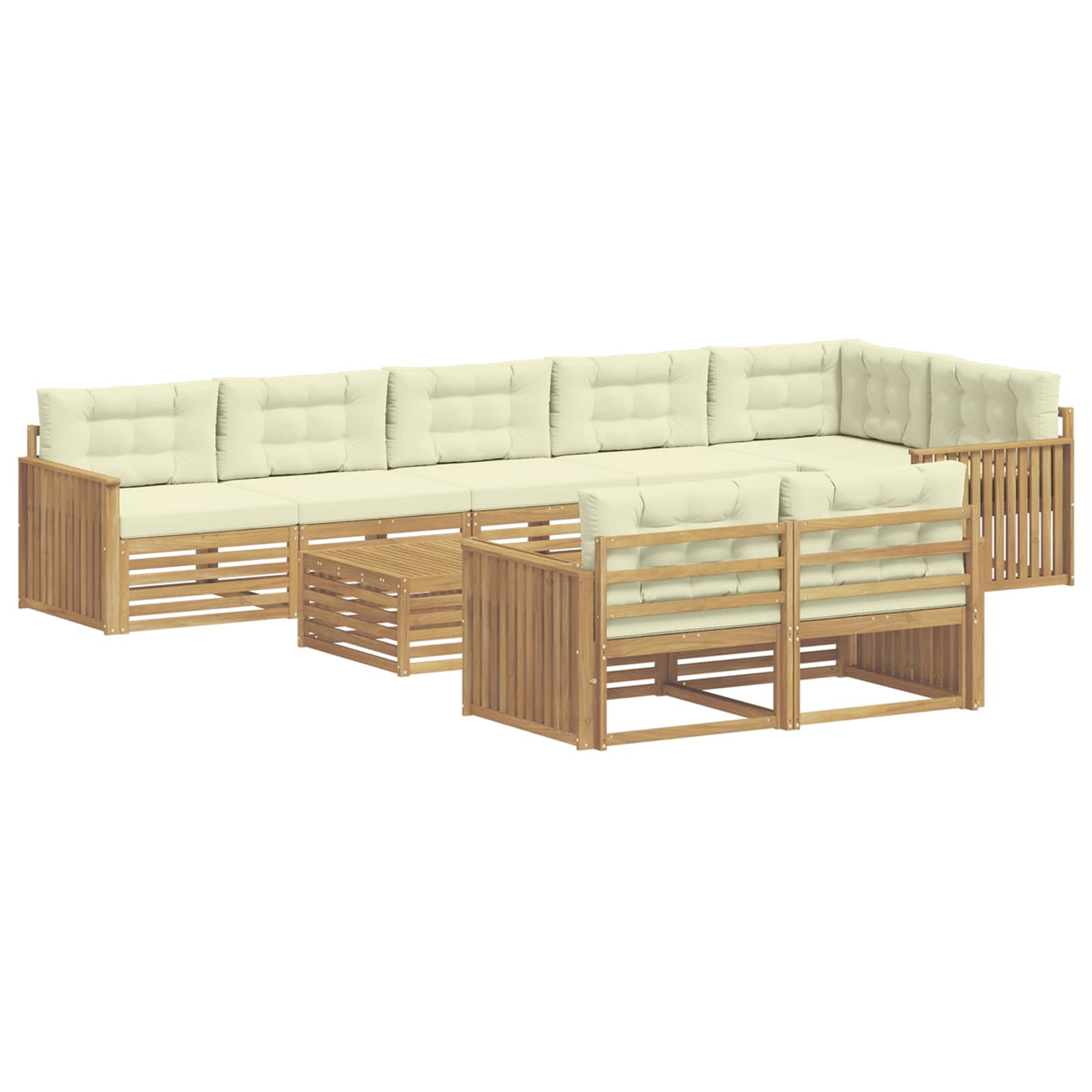 Σειρά Καναπέ Εξωτερικού 9 pcs Λευκό και Κρεμ 79 x 79 x 37 εκ - Pakobazaar