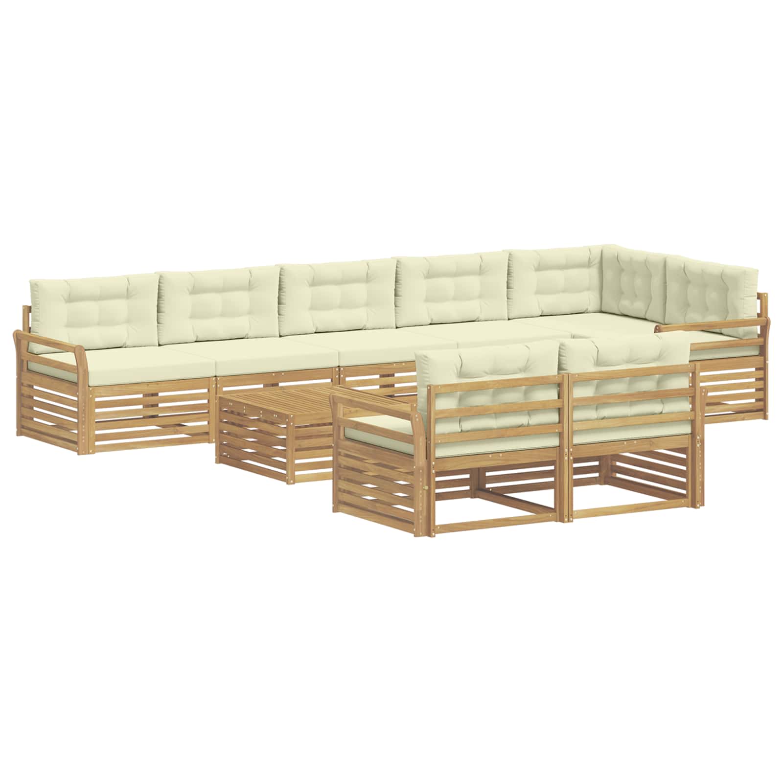 Σειρά Καναπέ Εξωτερικού 9 pcs Λευκό και Κρεμ 79 x 79 x 37 εκ - Pakobazaar