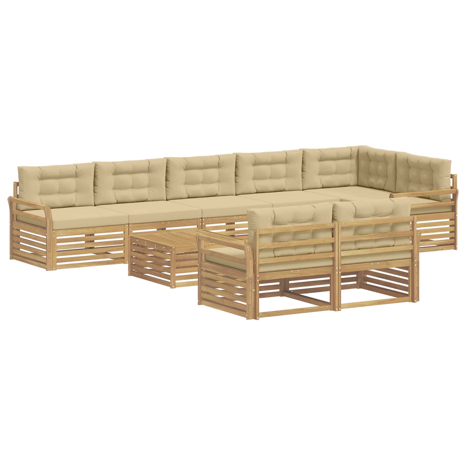 Σειρά Καναπέ Εξωτερικού 9 pcs Λευκό και Μπεζ 79 x 79 x 37 εκ - Pakobazaar