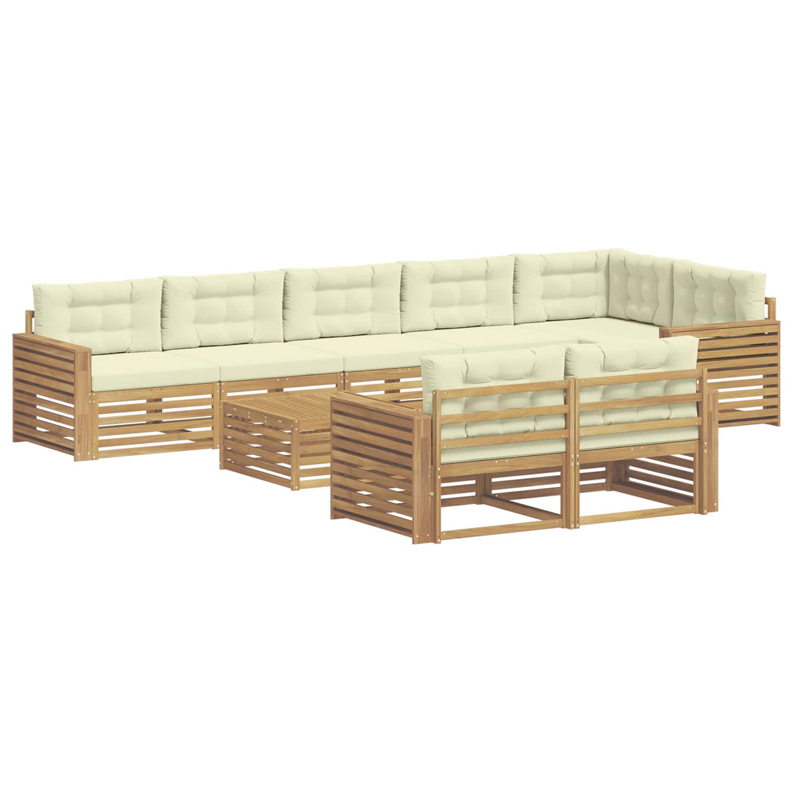 Σειρά Καναπέ Εξωτερικού 9 pcs Λευκό και Κρεμ 79 x 79 x 37 εκ - Pakobazaar
