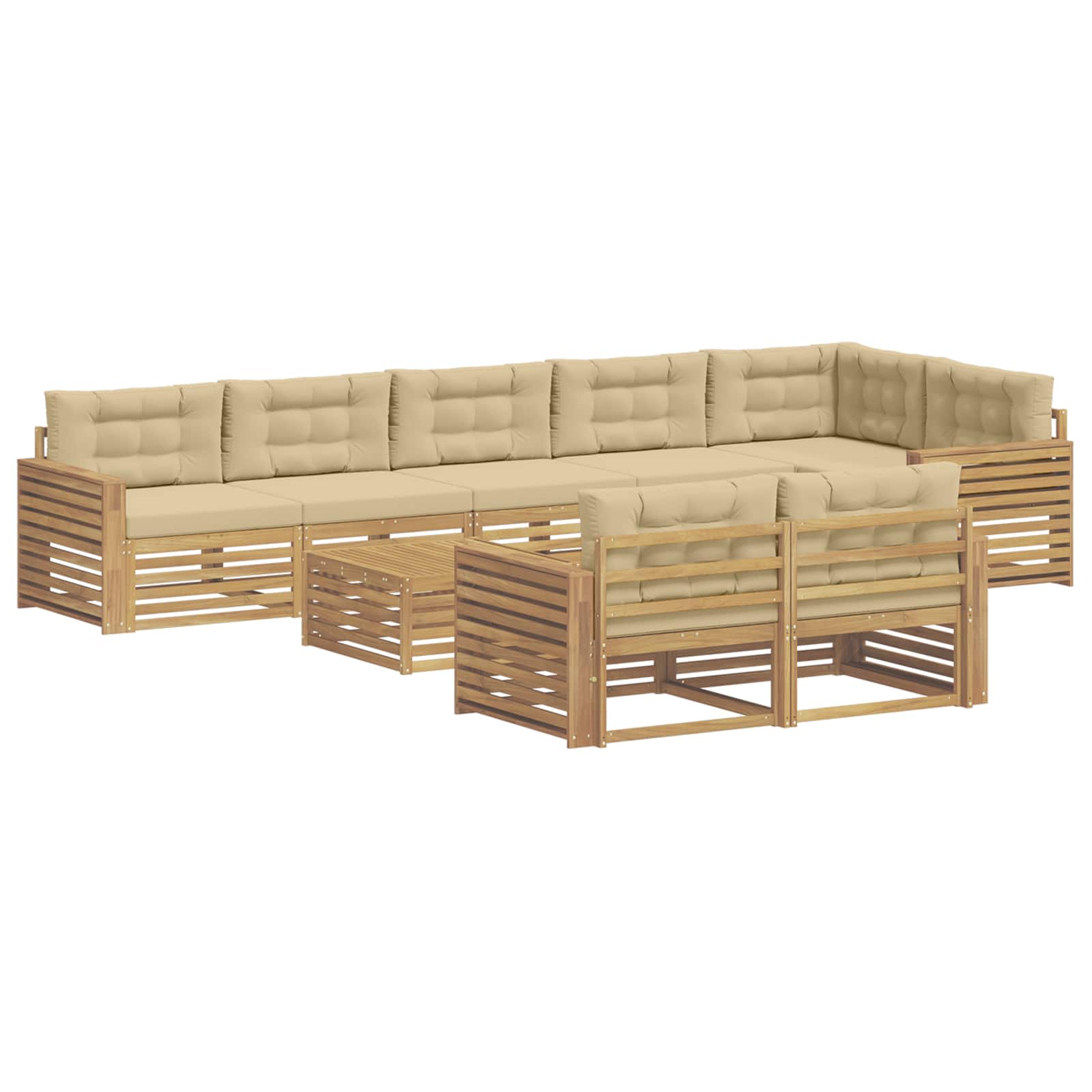 Σειρά Καναπέ Εξωτερικού 9 pcs Λευκό και Μπεζ 79 x 79 x 37 εκ - Pakobazaar