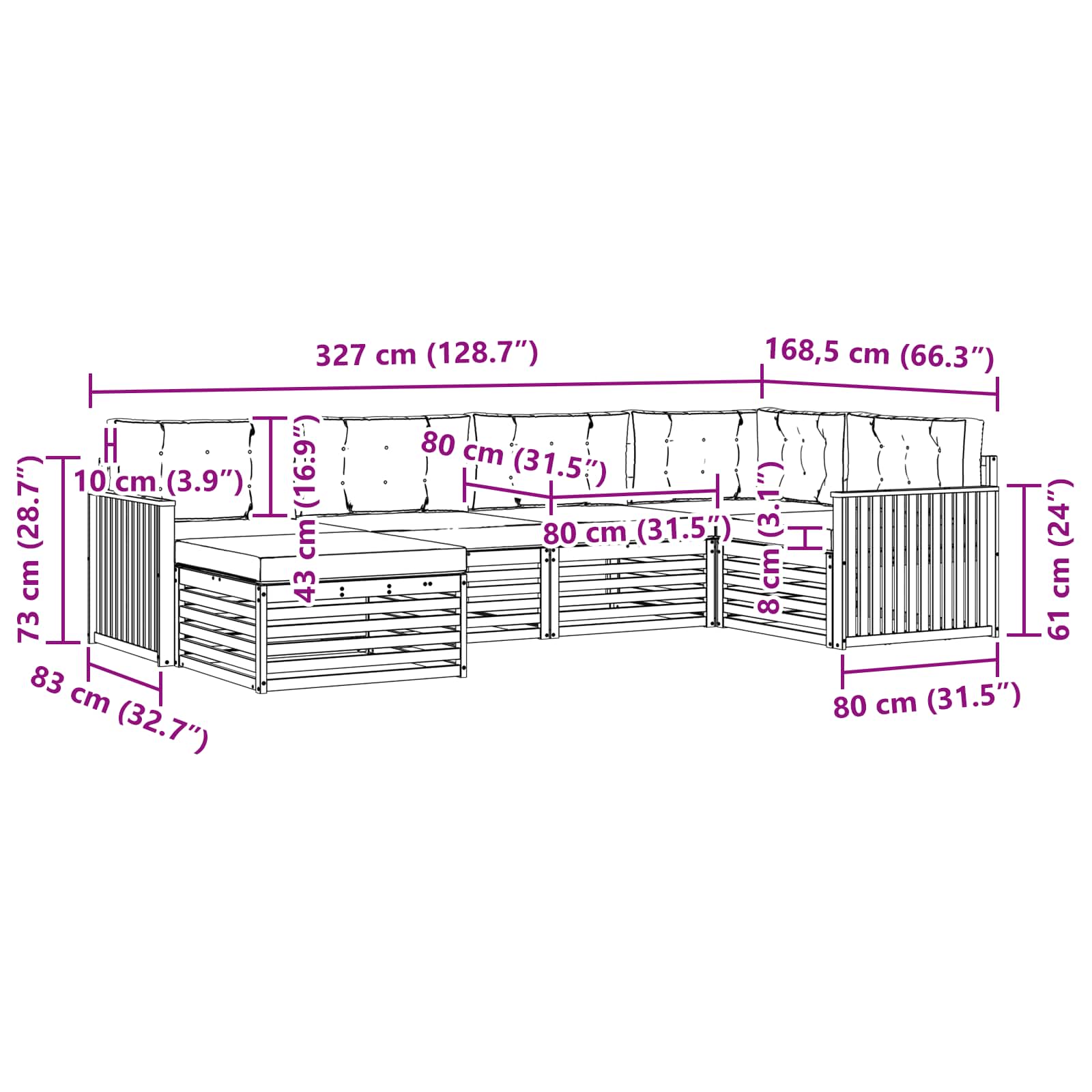 Σειρά Καναπέ Εξωτερικού 6 pcs Λευκό και Μπεζ - Pakobazaar
