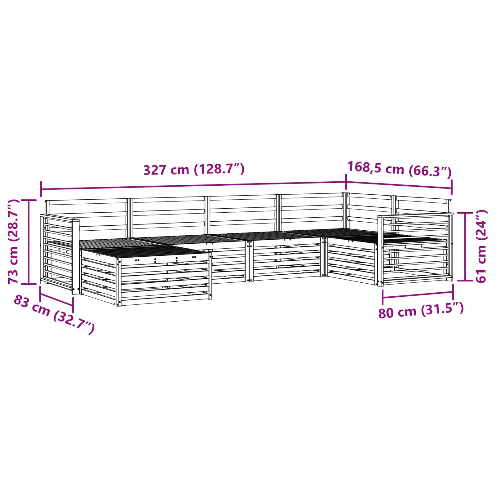 Σειρά Καναπέ Εξωτερικού 6 pcs Λευκό 327 x 168,5 x 73 cm
