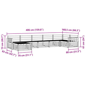 Σειρά Καναπέ Εξωτερικού 7 τμχ. Λευκό Στερεό Ξύλο Ακακίας - Pakobazaar