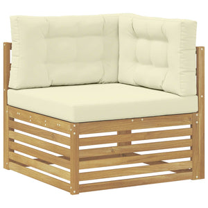 Σειρά Καναπέ Εξωτερικού με μαξιλάρι 7 pcs Λευκό και Κρεμ - Pakobazaar
