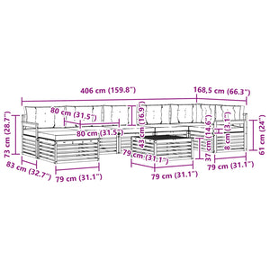 Σειρά Καναπέ Εξωτερικού με μαξιλάρι 8 pcs Λευκό και Μπεζ - Pakobazaar