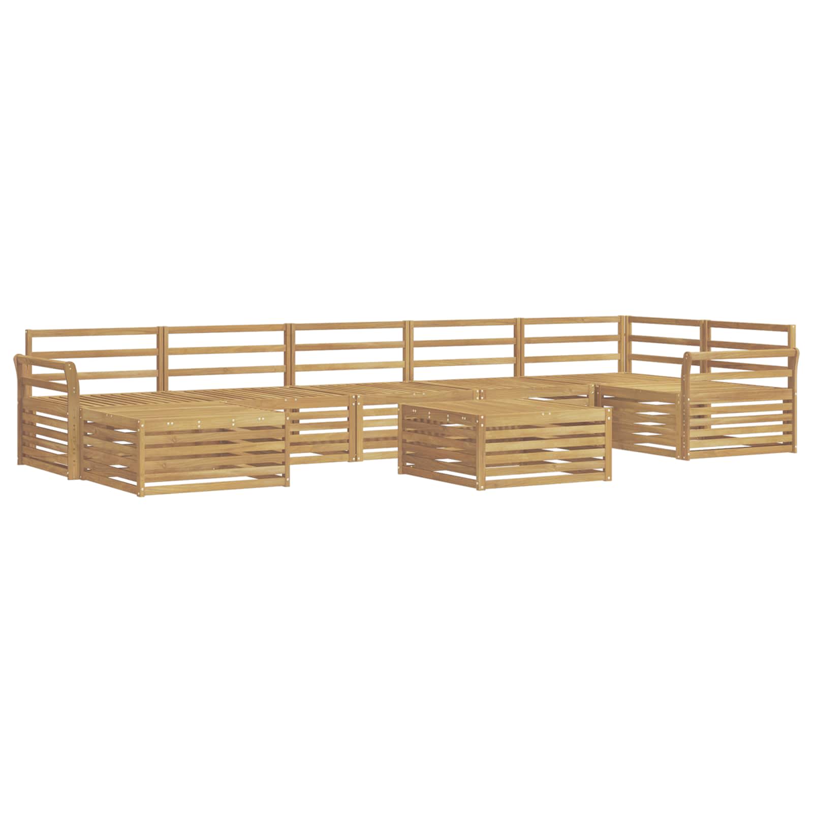 Σειρά Καναπέ Εξωτερικού 8 pcs Λευκό Στερεό Ξύλο Ακακίας