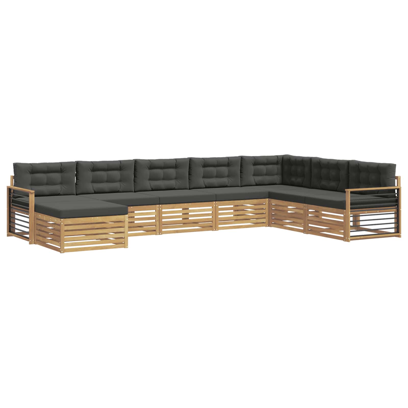 Σειρά Καναπέ Εξωτερικού με μαξιλάρι 8 pcs Άσπρο και Ανθρακί - Pakobazaar