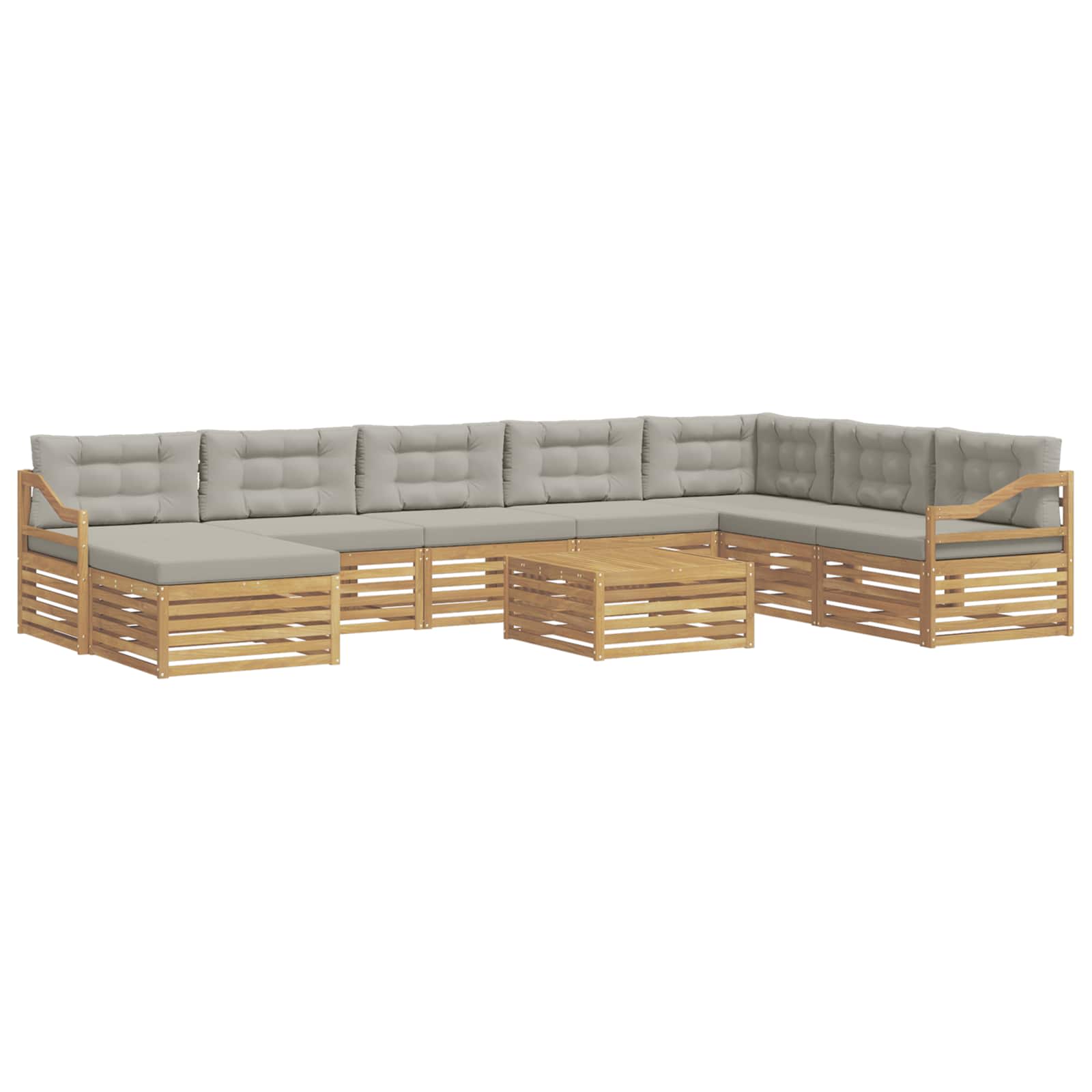 Σειρά Καναπέ Εξωτερικού 9 τμχ. Λευκό και Ανοιχτό Γκρι