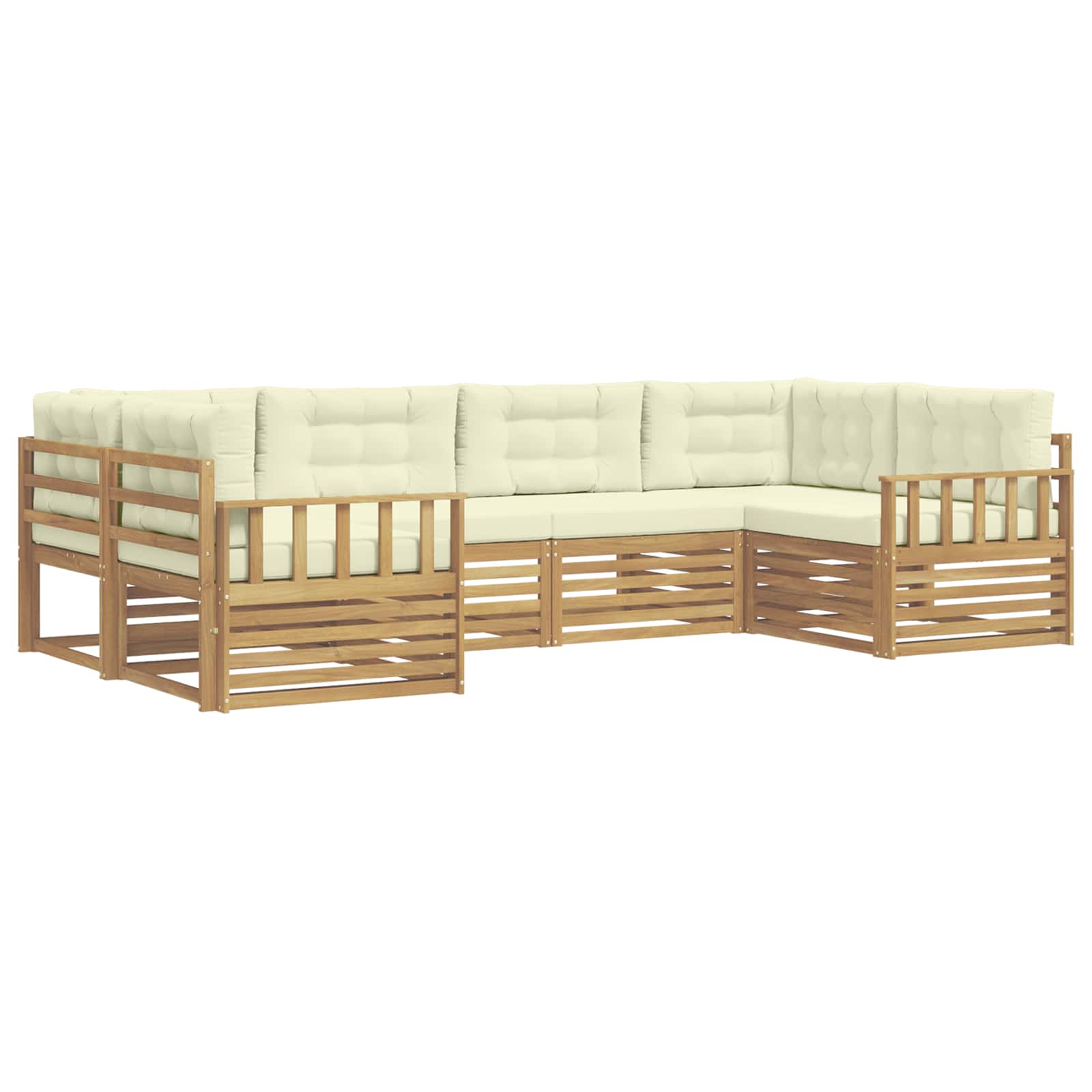 Σειρά Καναπέ Εξωτερικού με μαξιλάρι 6 pcs Λευκό και Κρεμ - Pakobazaar