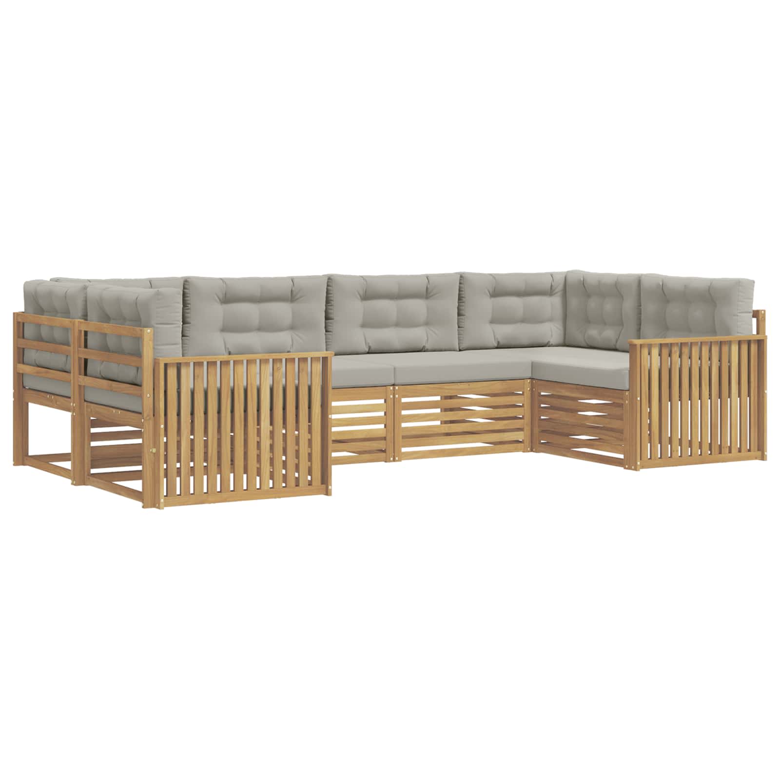 Σειρά Καναπέ Εξωτερικού 6 pcs Λευκό και Ανοιχτό Γκρι - Pakobazaar