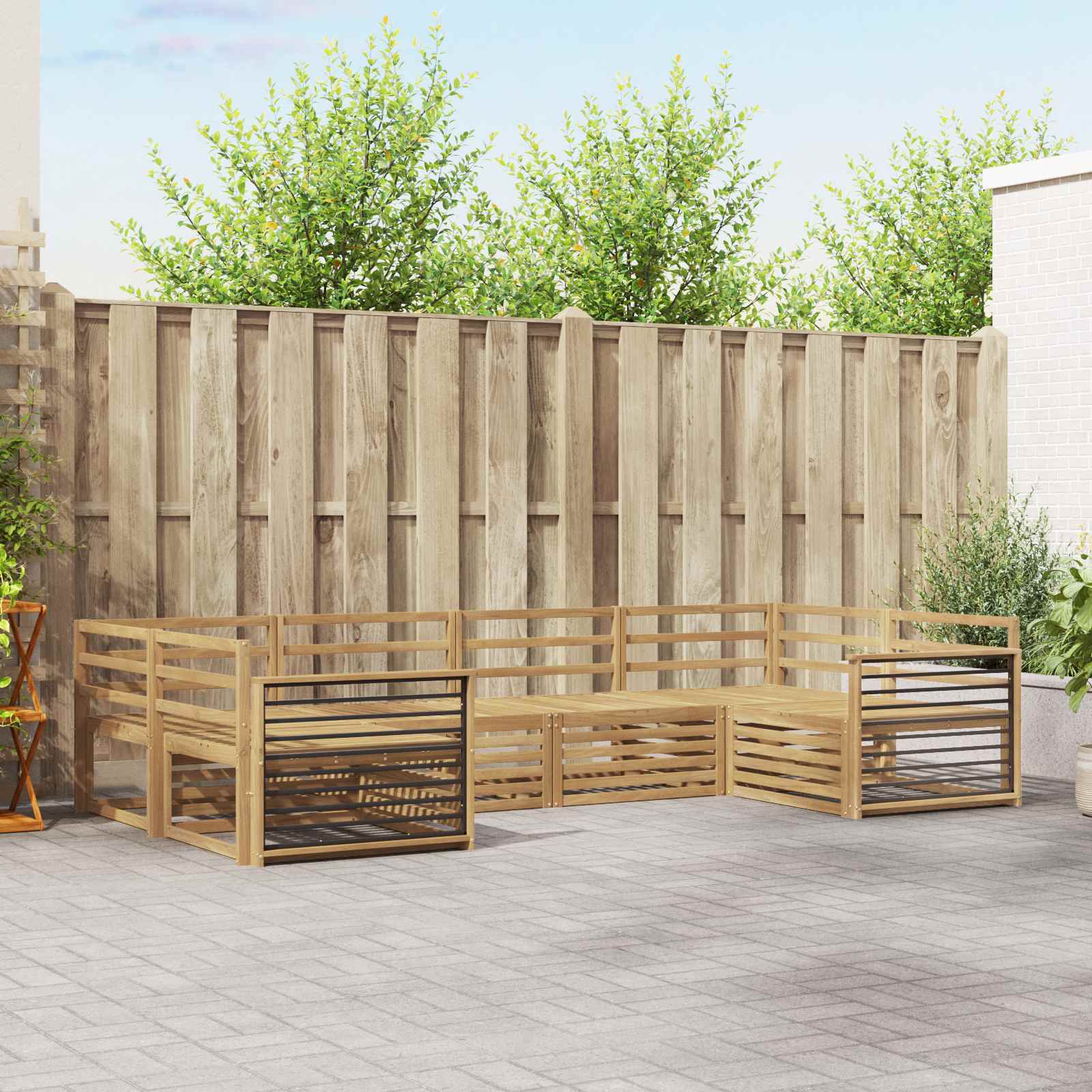 Σειρά Καναπέ Εξωτερικού 6 pcs Λευκό 325 x 168,5 x 73 εκ - Pakobazaar