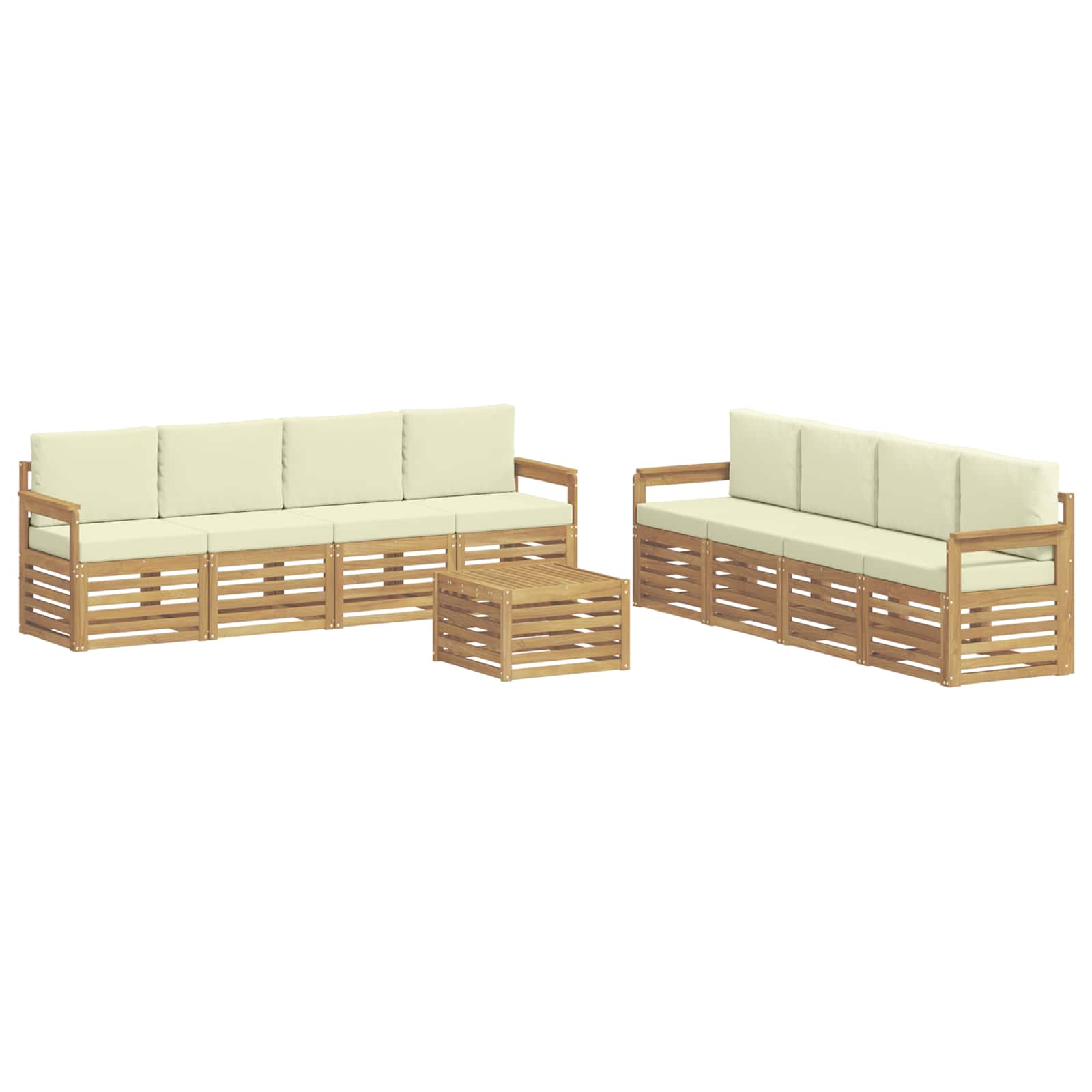 Σειρά Καναπέ Εξωτερικού 9 pcs Λευκό και Κρεμ 59 x 59 x 37 εκ - Pakobazaar