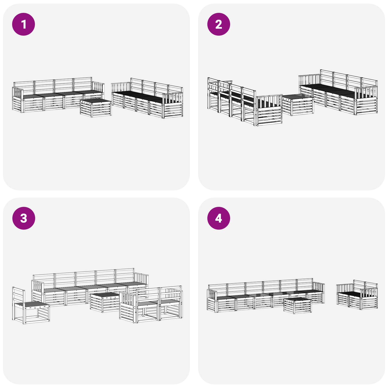 Σειρά Καναπέ Εξωτερικού 9 pcs Λευκό 59 x 59 x 37 εκ - Pakobazaar