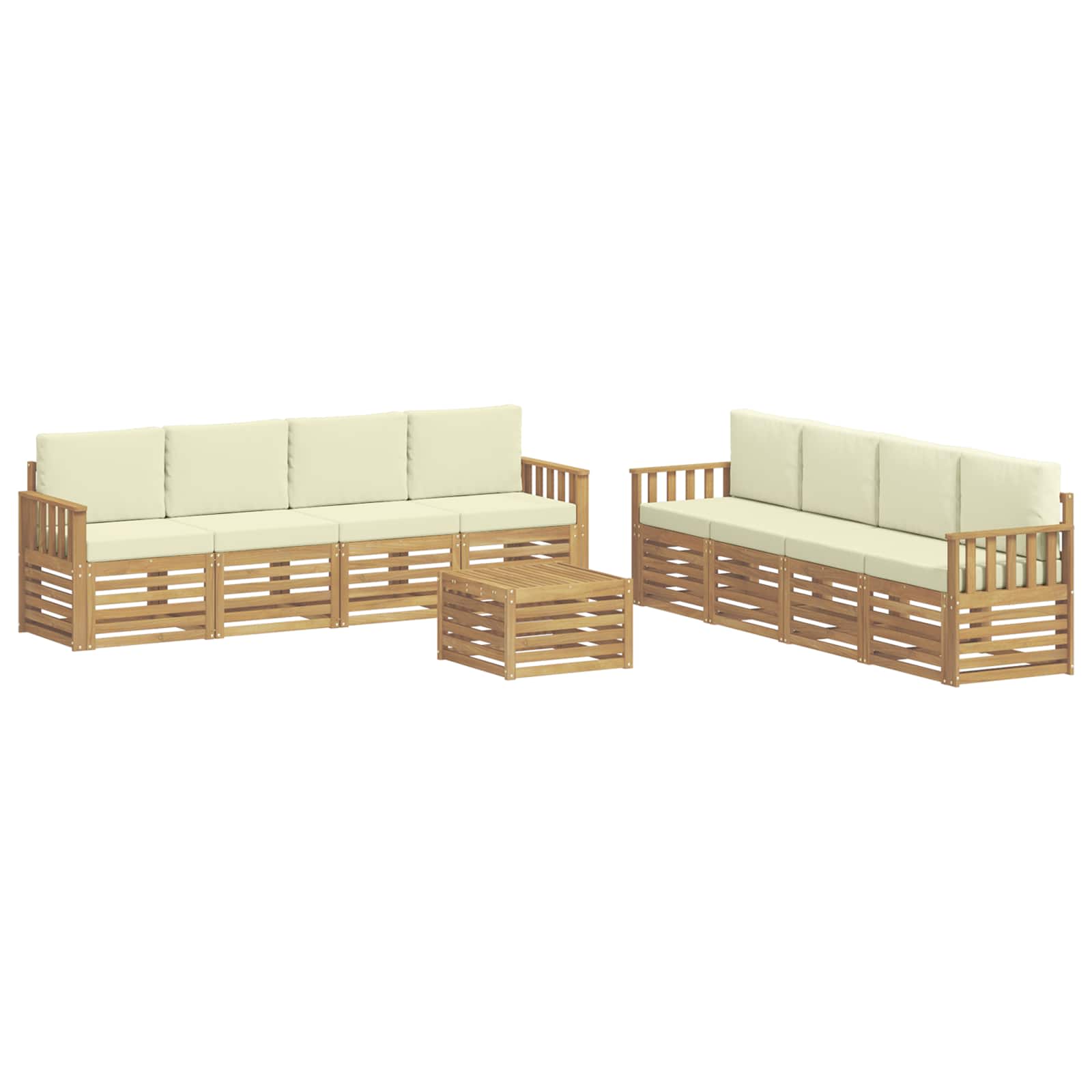 Σειρά Καναπέ Εξωτερικού 9 pcs Λευκό και Κρεμ 59 x 59 x 37 εκ - Pakobazaar