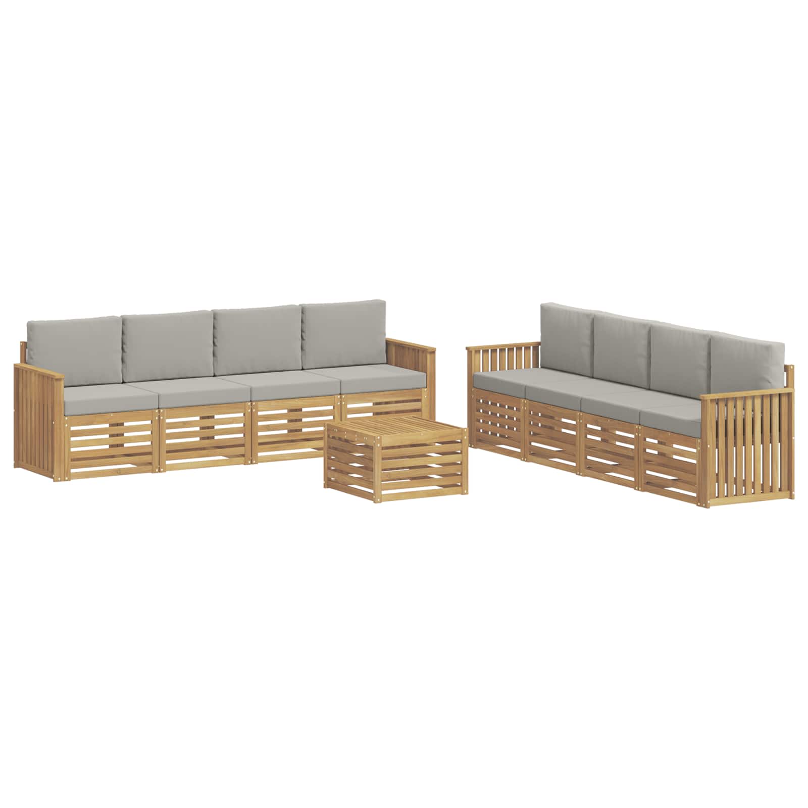 Σετ Καναπέ 9 pcs Λευκό και Ανοιχτό Γκρι 59 x 59 x 37 εκ - Pakobazaar