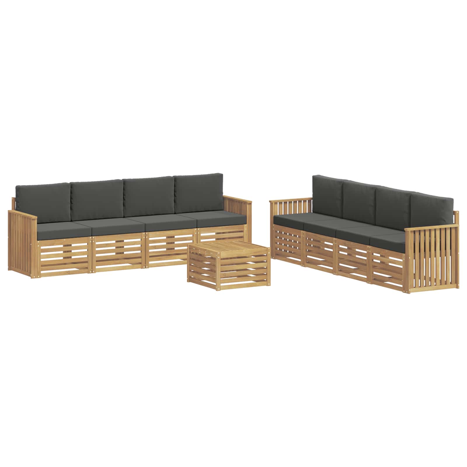 Σετ Καναπέ 9 pcs Άσπρο και Ανθρακί 59 x 59 x 37 εκ Πολυεστέρας - Pakobazaar