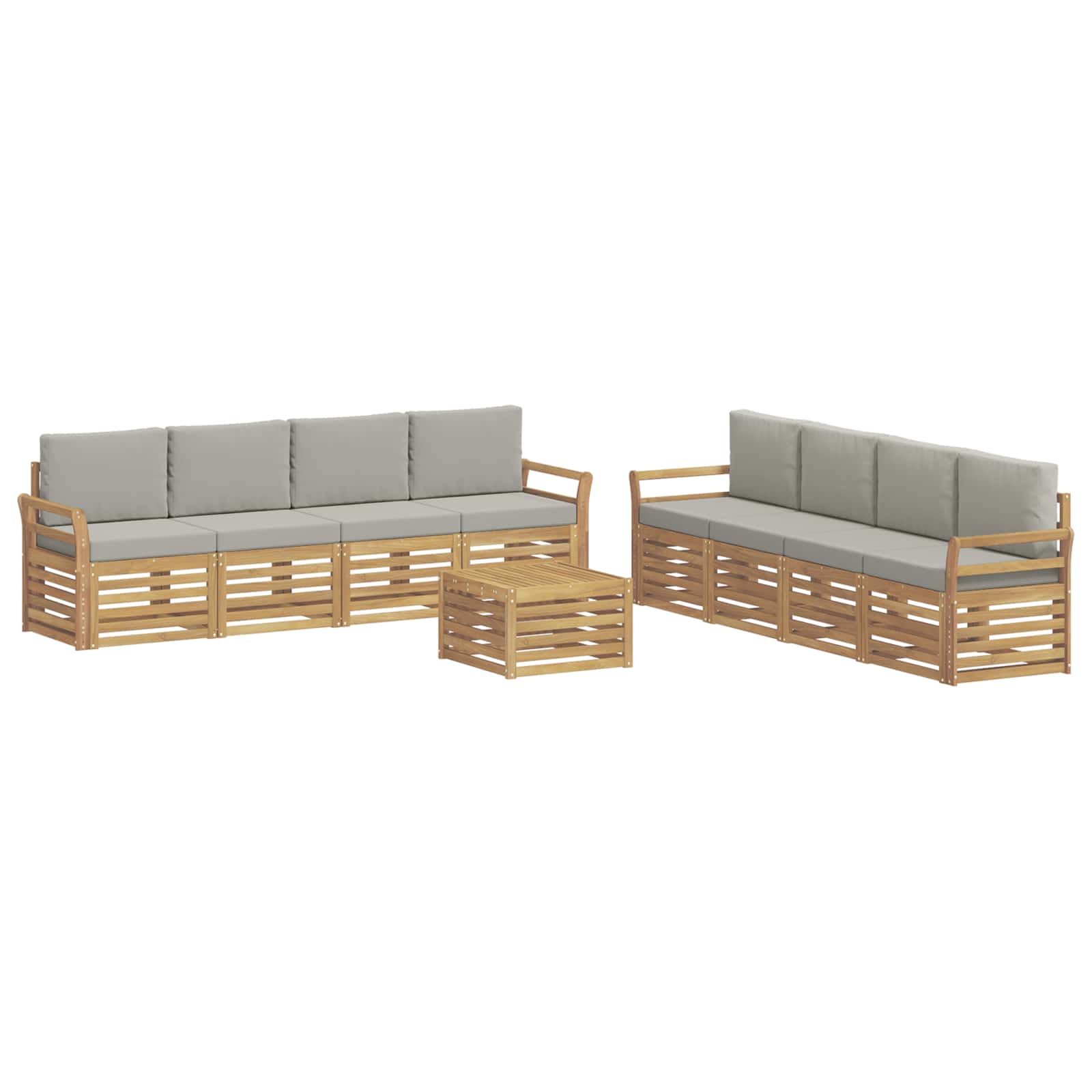 Σετ Καναπέ 9 pcs Λευκό και Ανοιχτό Γκρι 59 x 59 x 37 εκ - Pakobazaar