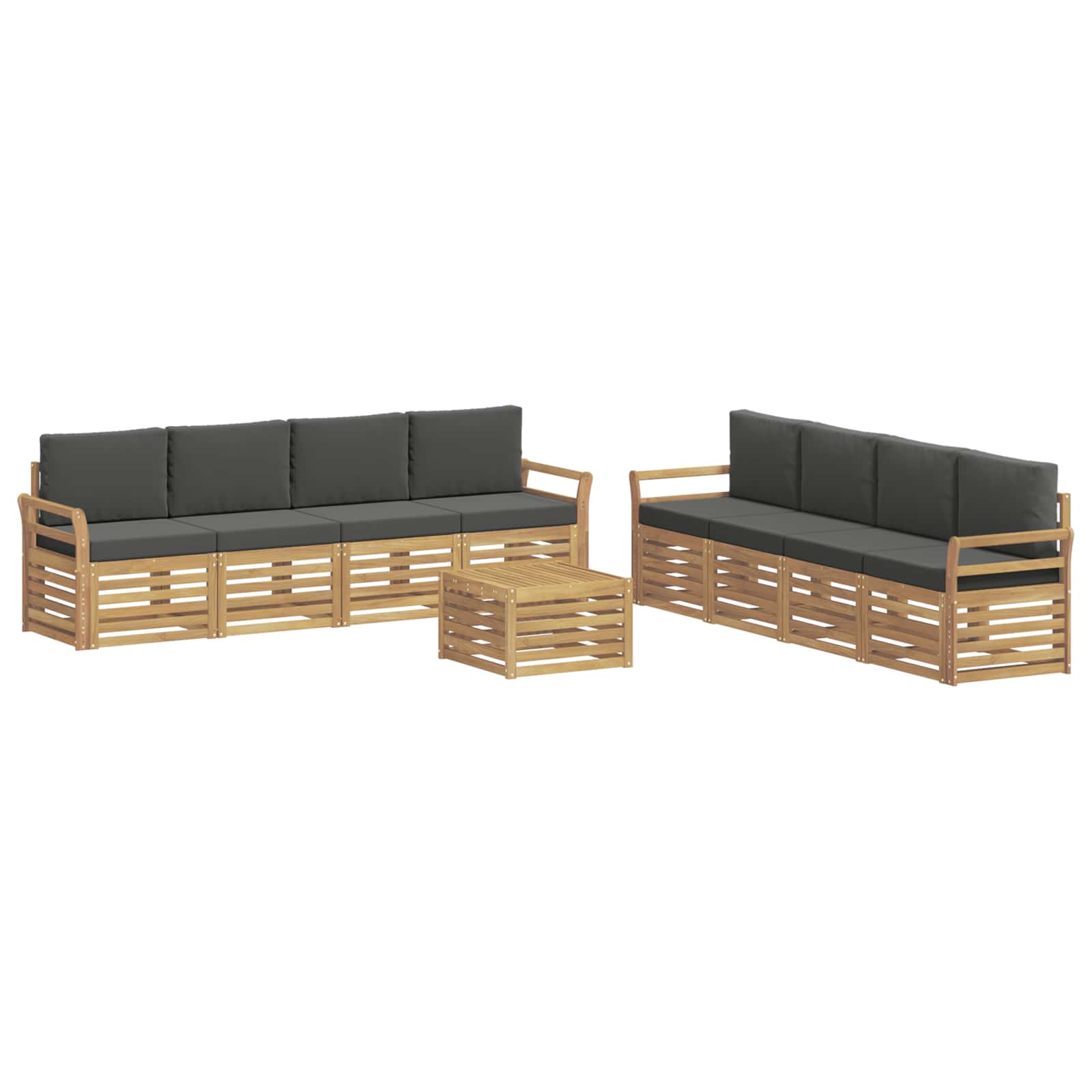 Σετ Καναπέ 9 pcs Άσπρο και Ανθρακί 59 x 59 x 37 εκ Πολυεστέρας - Pakobazaar