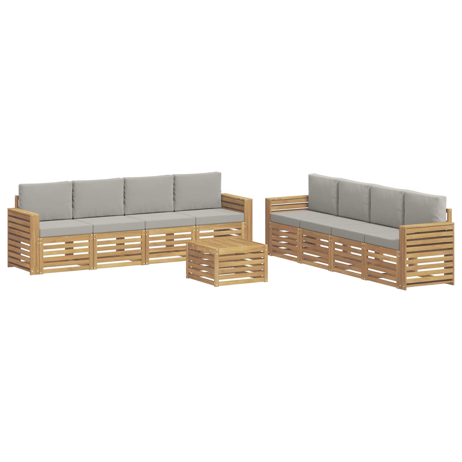 Σετ Καναπέ 9 pcs Λευκό και Ανοιχτό Γκρι 59 x 59 x 37 εκ - Pakobazaar