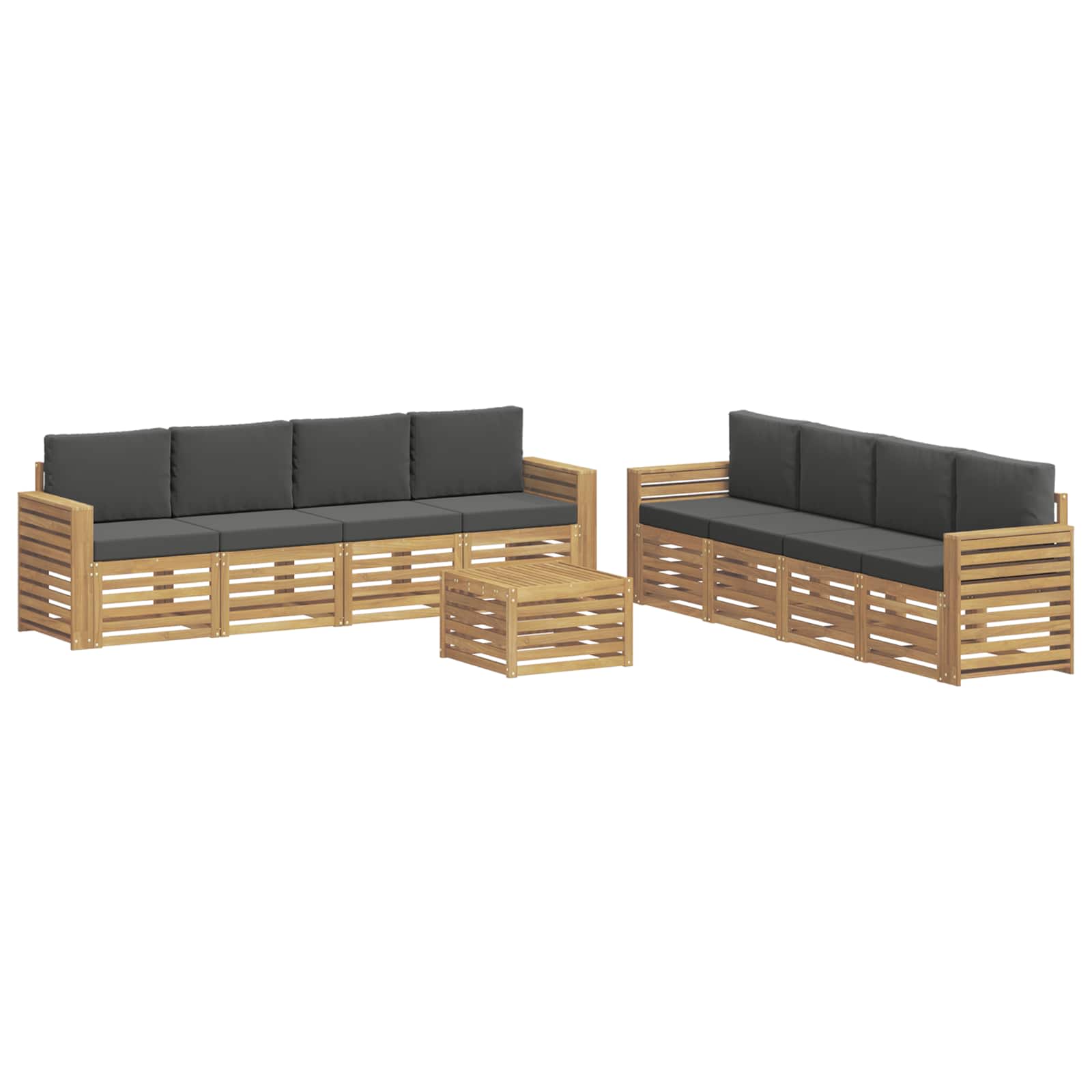 Σετ Καναπέ 9 pcs Άσπρο και Ανθρακί 59 x 59 x 37 εκ Πολυεστέρας - Pakobazaar