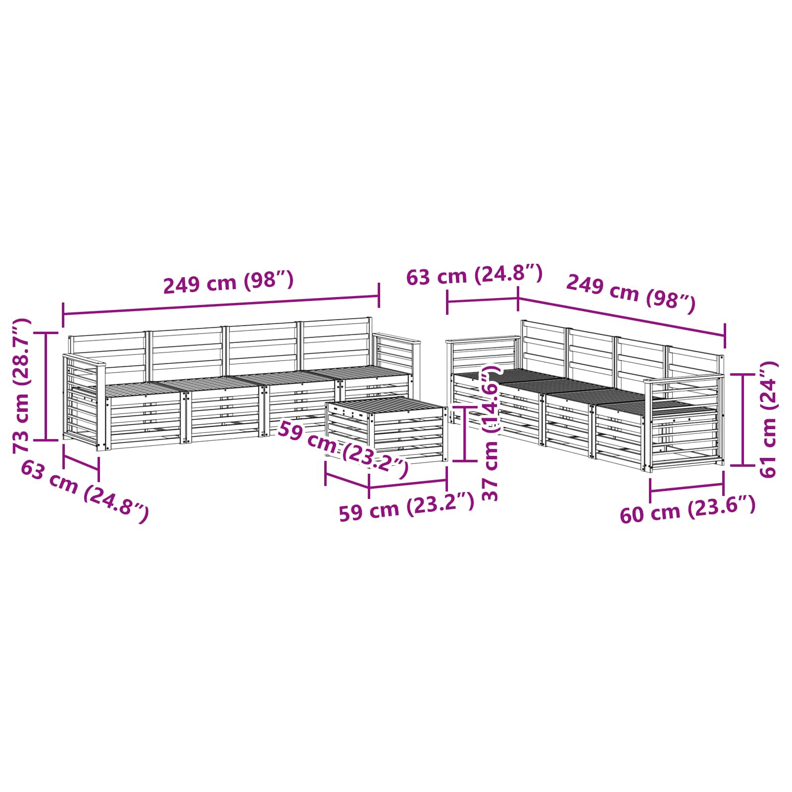 Σετ Καναπέ 9 pcs Λευκό Πολυεστέρας - Pakobazaar