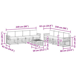 Σετ Καναπέ με μαξιλάρι 9 pcs Άσπρο και Ανθρακί Πολυεστέρας - Pakobazaar