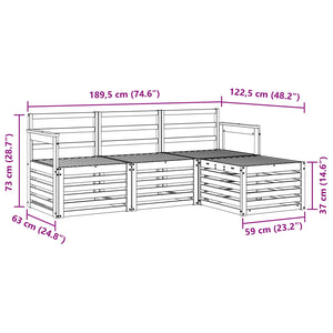 Σειρά Καναπέ Εξωτερικού 4 pcs Λευκό 189,5 x 122,5 x 73 εκ - Pakobazaar