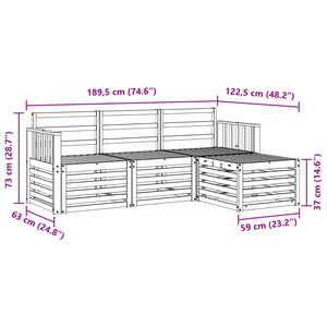 Σειρά Καναπέ Εξωτερικού 4 pcs Λευκό 189,5 x 122,5 x 73 εκ - Pakobazaar