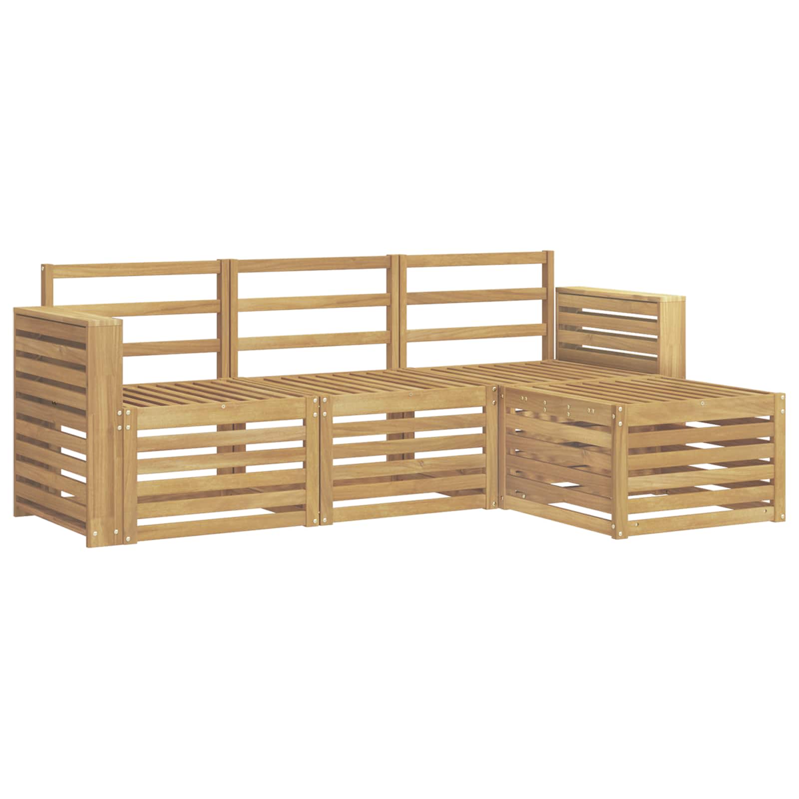 Σειρά Καναπέ Εξωτερικού 4 pcs Λευκό 197,5 x 122,5 x 73 εκ - Pakobazaar