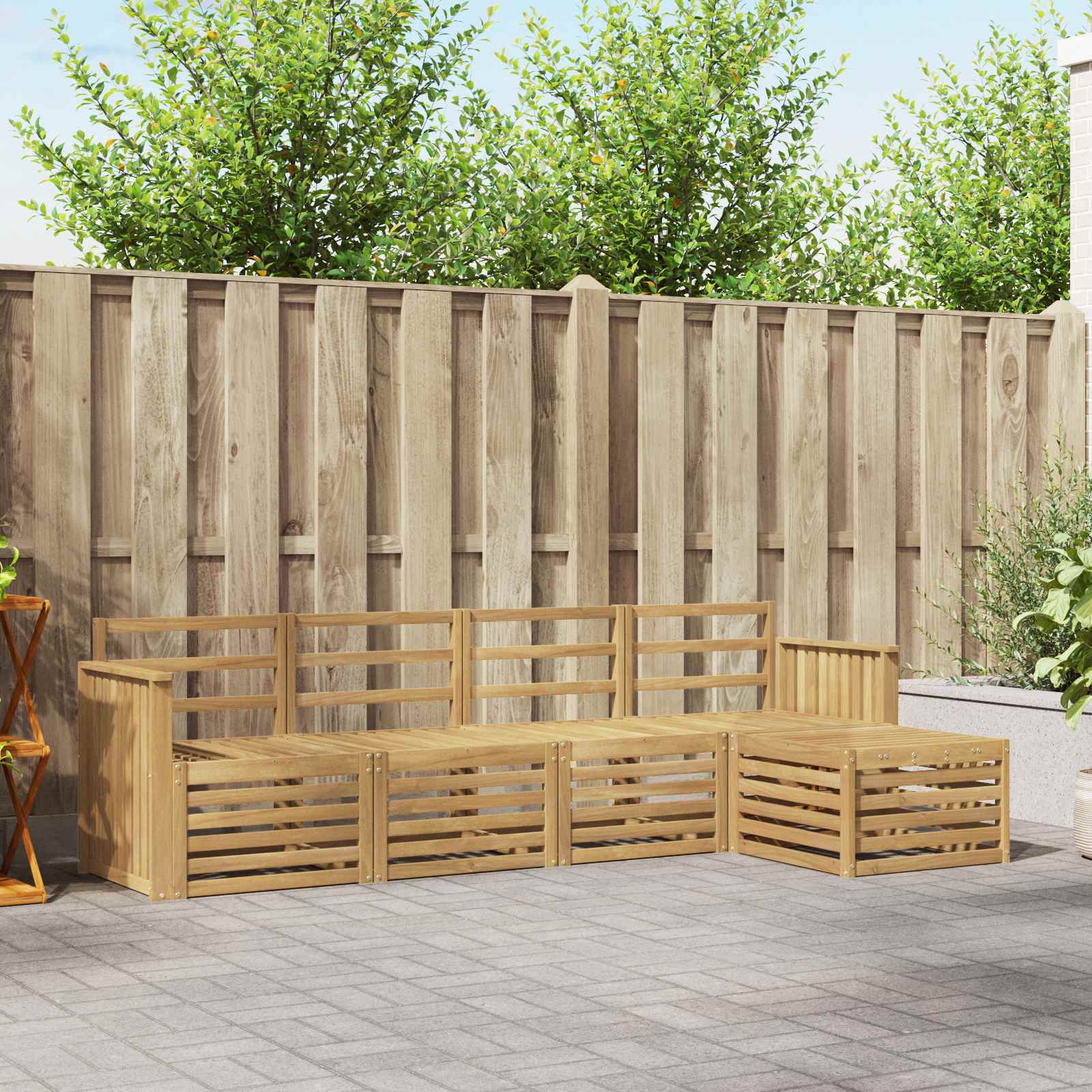 Σειρά Καναπέ Εξωτερικού 5 pcs Λευκό 249 x 122,5 x 73 εκ - Pakobazaar