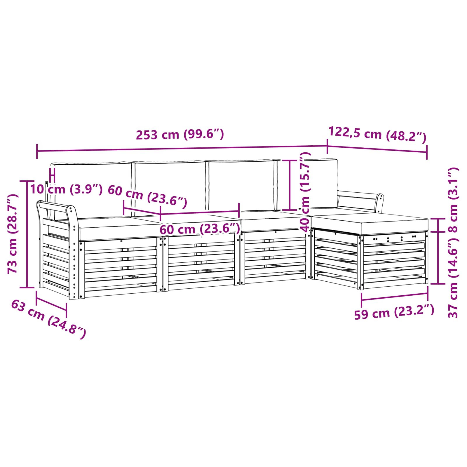Σειρά Καναπέ Εξωτερικού 5 pcs Λευκό και Μπεζ - Pakobazaar