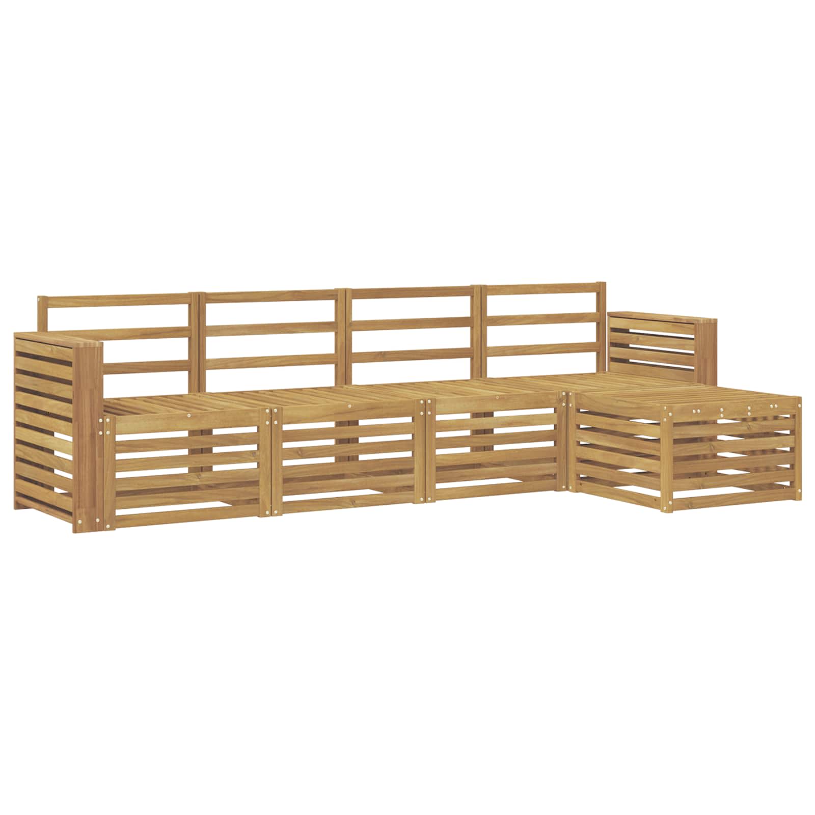 Σειρά Καναπέ Εξωτερικού 5 pcs Λευκό 257 x 122,5 x 73 εκ - Pakobazaar