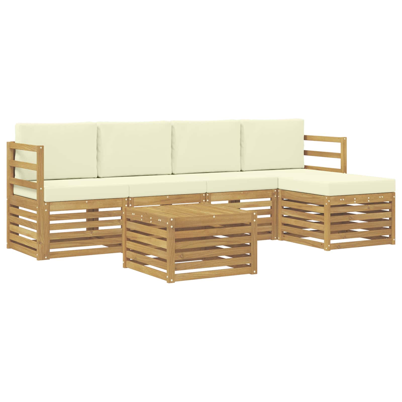Σειρά Καναπέ Εξωτερικού 6 pcs Λευκό και Κρεμ 59 x 59 x 37 εκ - Pakobazaar