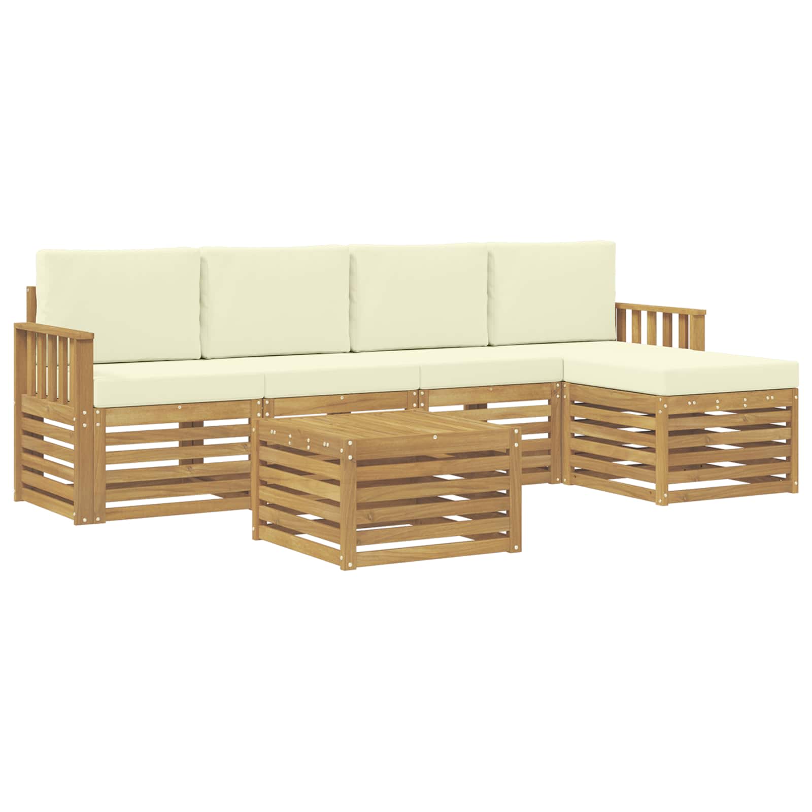 Σειρά Καναπέ Εξωτερικού 6 pcs Λευκό και Κρεμ 59 x 59 x 37 εκ - Pakobazaar