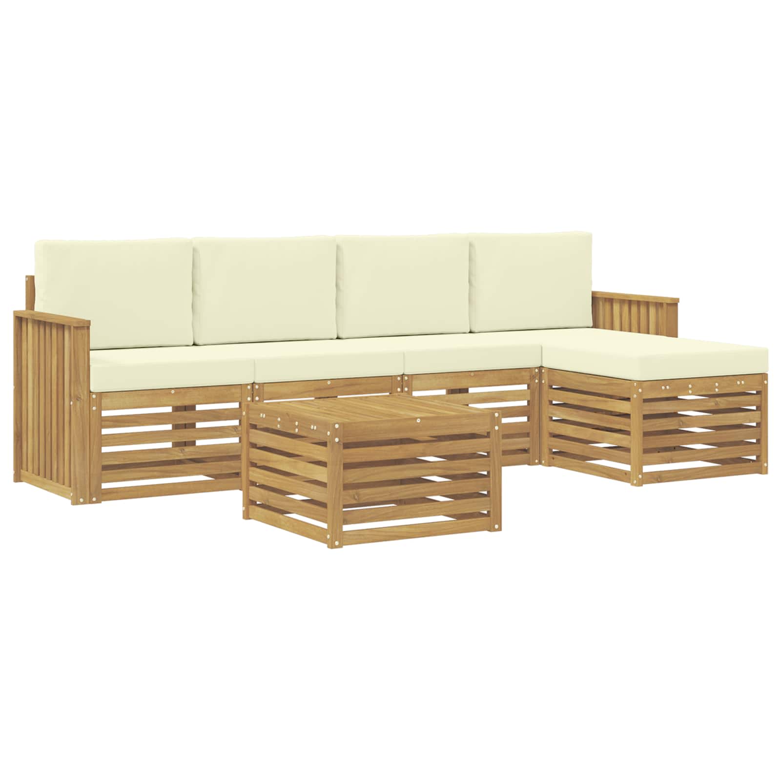 Σειρά Καναπέ Εξωτερικού 6 pcs Λευκό και Κρεμ 59 x 59 x 37 εκ - Pakobazaar