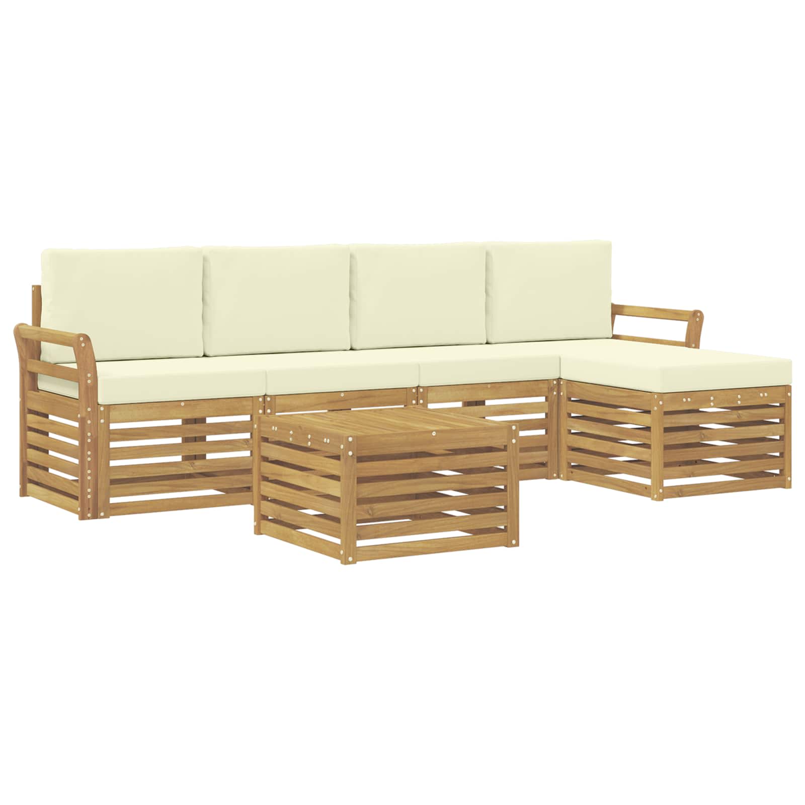 Σειρά Καναπέ Εξωτερικού 6 pcs Λευκό και Κρεμ 59 x 59 x 37 εκ - Pakobazaar