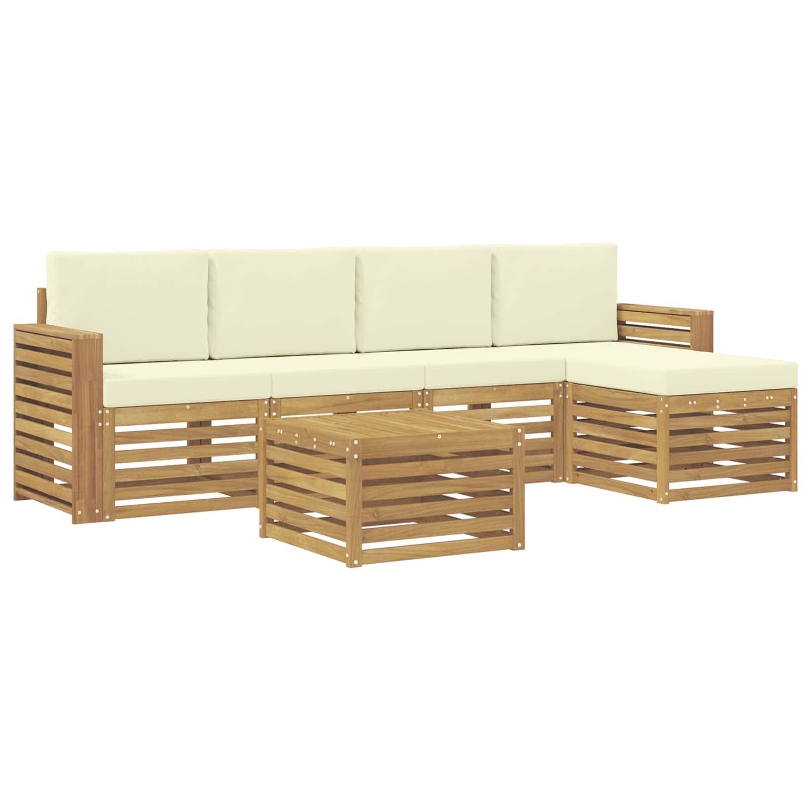 Σειρά Καναπέ Εξωτερικού 6 pcs Λευκό και Κρεμ 59 x 59 x 37 εκ - Pakobazaar