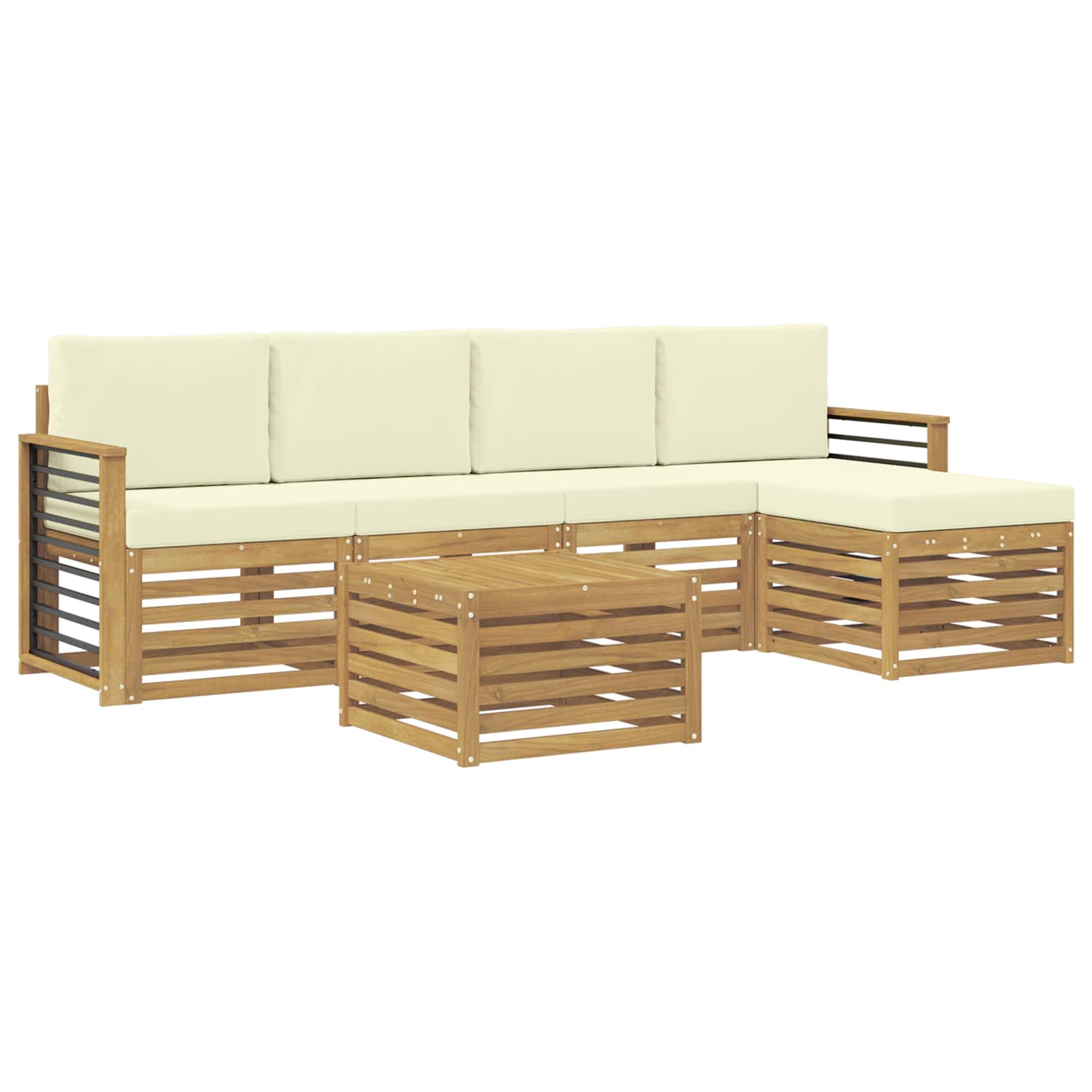 Σειρά Καναπέ Εξωτερικού 6 pcs Λευκό και Κρεμ 59 x 59 x 37 εκ - Pakobazaar