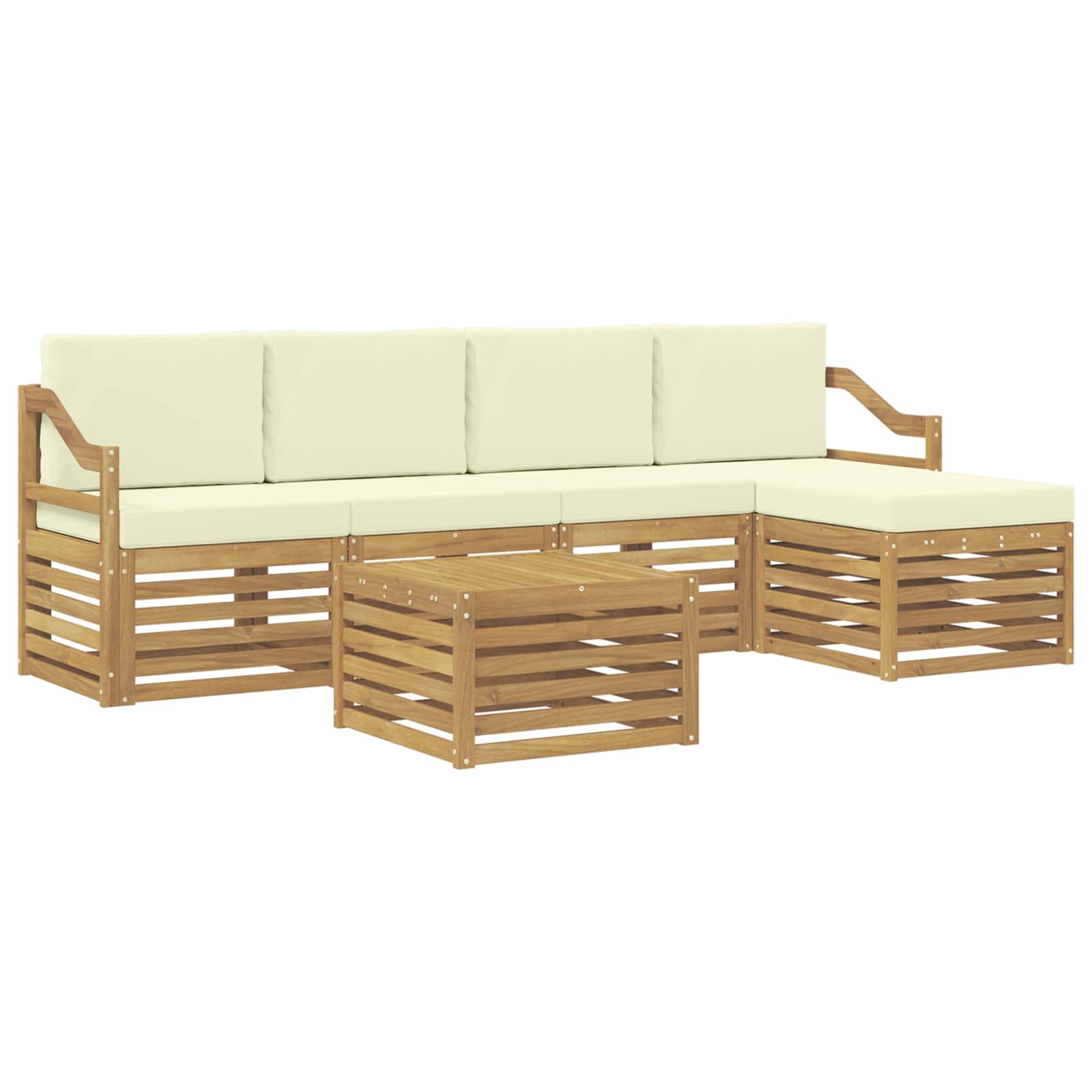 Σειρά Καναπέ Εξωτερικού 6 pcs Λευκό και Κρεμ 59 x 59 x 37 εκ - Pakobazaar