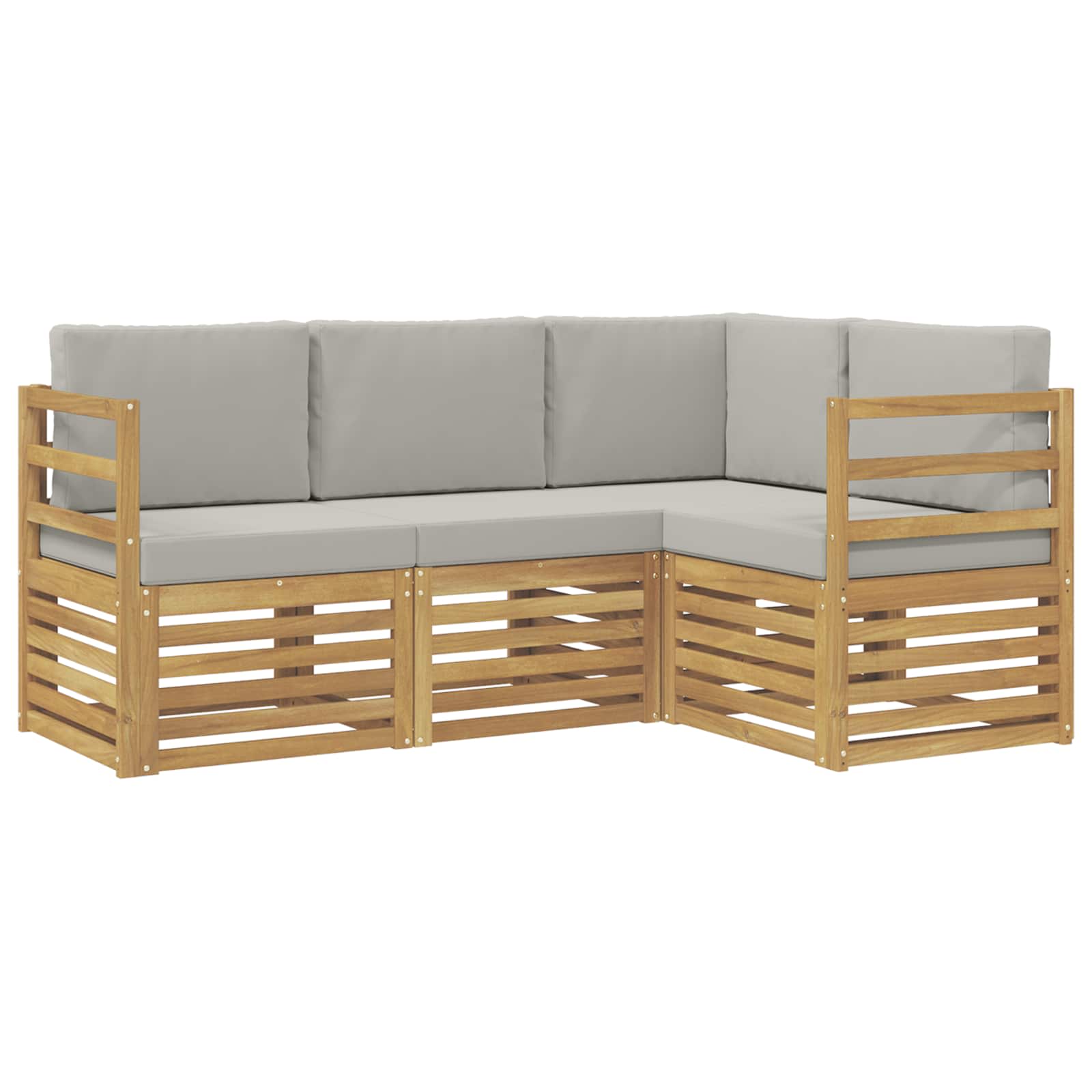 Σετ Καναπέ 4 pcs Λευκό και Ανοιχτό Γκρι 185,5 x 126,5 x 73 εκ - Pakobazaar
