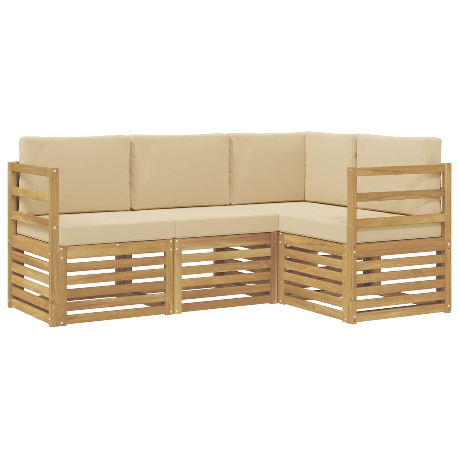 Σετ Καναπέ 4 pcs Λευκό και Μπεζ 185,5 x 126,5 x 73 εκ - Pakobazaar