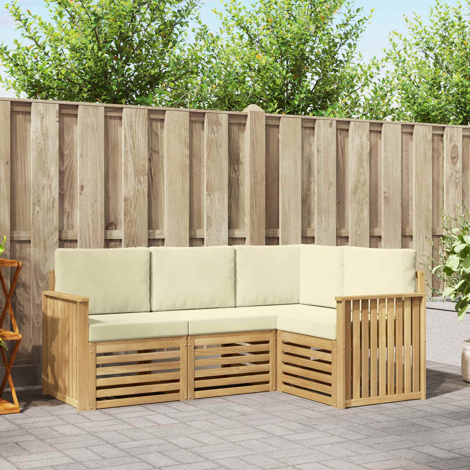 Σετ Καναπέ 4 pcs Λευκό και Κρεμ 187,5 x 128,5 x 73 εκ - Pakobazaar