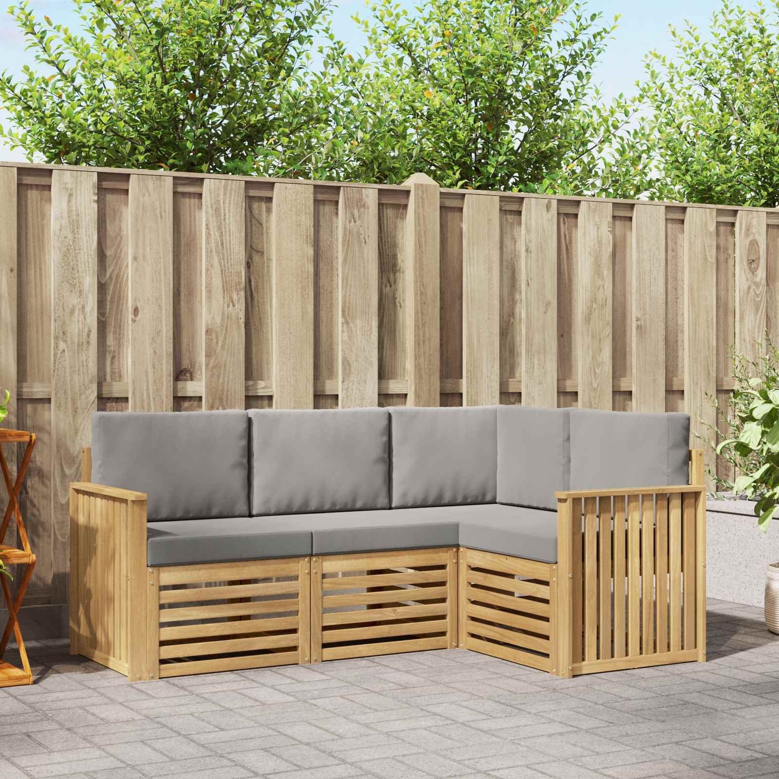 Σετ Καναπέ 4 pcs Λευκό και Ανοιχτό Γκρι 187,5 x 128,5 x 73 εκ - Pakobazaar